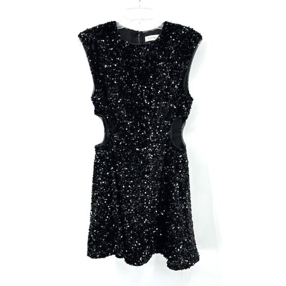 SOFIE THE LABEL dress mini cutout sequins party going out club lbd black M - Picture 3 of 11
